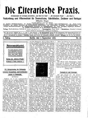 Die literarische Praxis on Sep 1, 1905