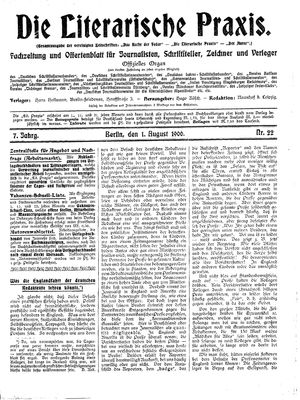 Die literarische Praxis on Aug 1, 1906