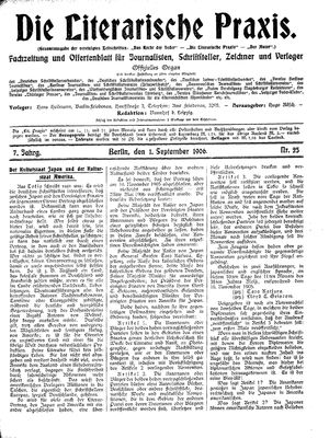 Die literarische Praxis vom 01.09.1906