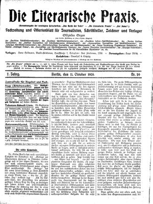 Die literarische Praxis on Oct 11, 1906