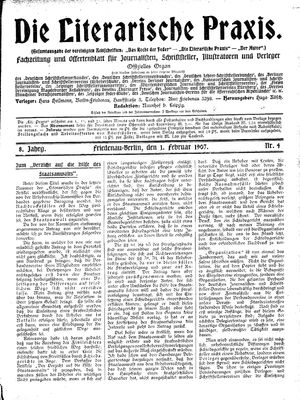 Die literarische Praxis on Feb 1, 1907