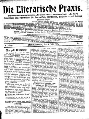 Die literarische Praxis vom 01.07.1907