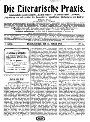 Die literarische Praxis on Jan 21, 1908