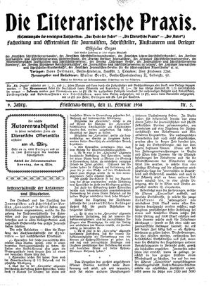 Die literarische Praxis on Feb 11, 1908