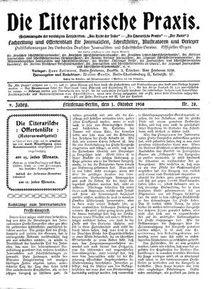 Die literarische Praxis on Oct 1, 1908