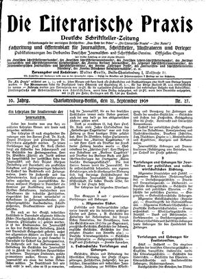 Die literarische Praxis on Sep 21, 1909