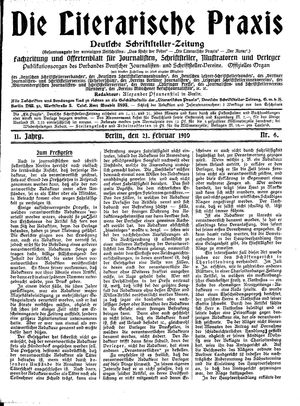 Die literarische Praxis on Feb 21, 1910