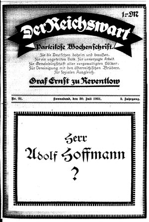 Reichswart vom 30.07.1921