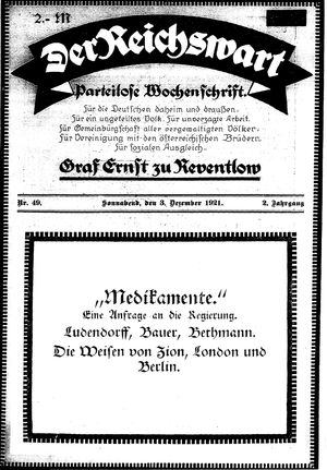 Reichswart vom 03.12.1921