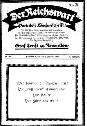 Reichswart vom 10.12.1921