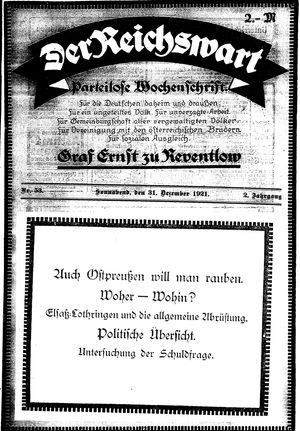Reichswart vom 31.12.1921