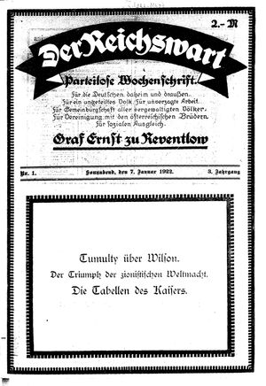 Reichswart vom 07.01.1922