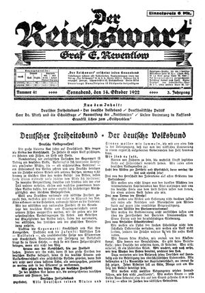 Reichswart vom 14.10.1922