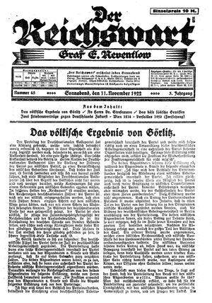 Reichswart vom 11.11.1922
