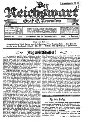 Reichswart vom 18.11.1922