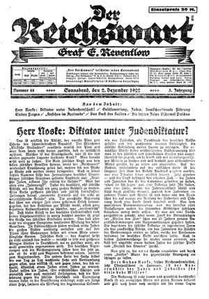 Reichswart vom 02.12.1922