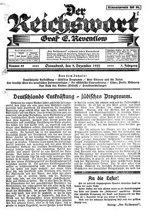 Reichswart vom 09.12.1922