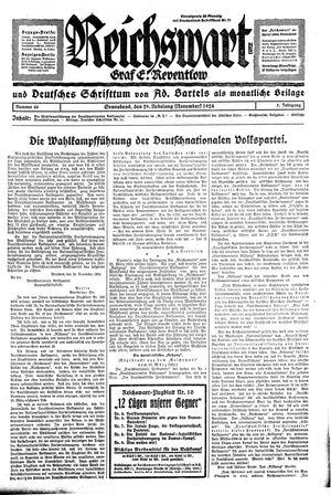 Reichswart vom 29.11.1924
