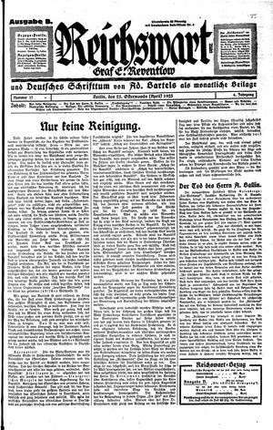 Reichswart vom 25.04.1925