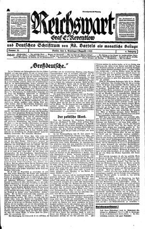 Reichswart vom 08.08.1925