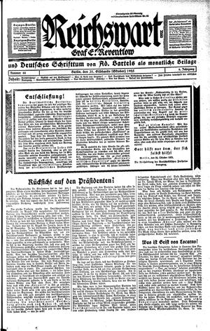 Reichswart vom 31.10.1925