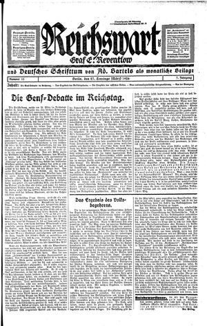 Reichswart vom 27.03.1926