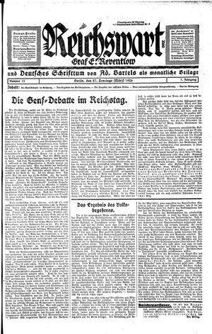 Reichswart vom 27.03.1926