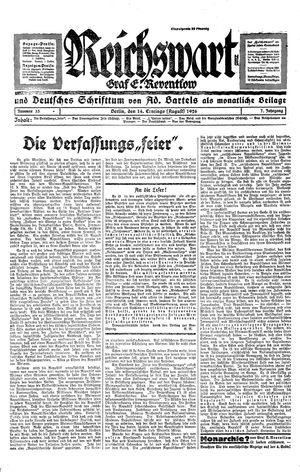 Reichswart vom 14.08.1926