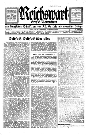 Reichswart vom 11.09.1926