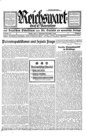 Reichswart vom 11.12.1926