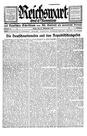 Reichswart vom 21.05.1927