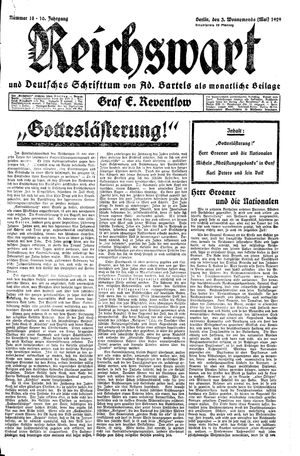 Reichswart vom 03.05.1929