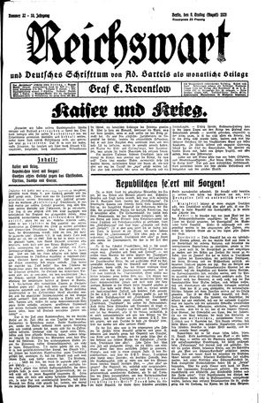 Reichswart vom 09.08.1929