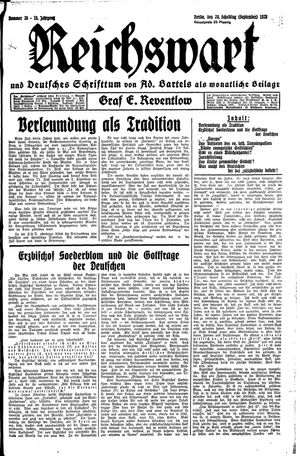Reichswart vom 20.09.1929