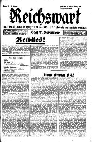Reichswart vom 25.10.1929