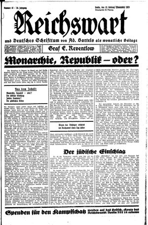 Reichswart vom 22.11.1929