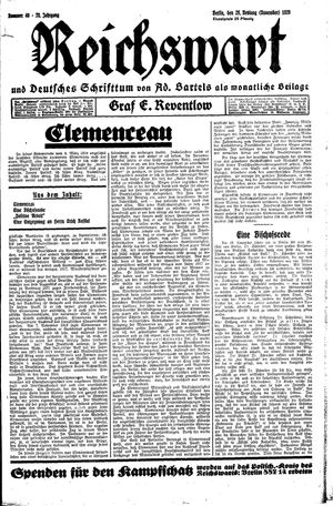 Reichswart vom 29.11.1929