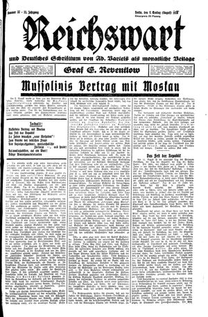 Reichswart vom 09.08.1930