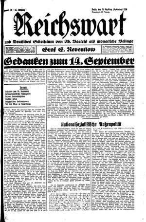 Reichswart vom 20.09.1930