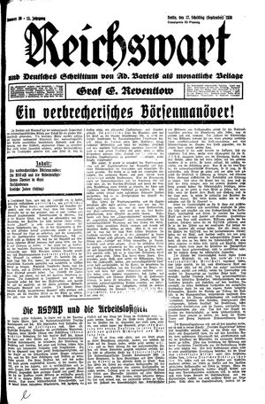 Reichswart vom 27.09.1930