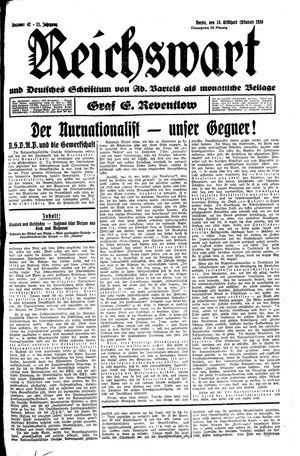 Reichswart vom 18.10.1930