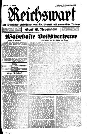 Reichswart vom 25.10.1930