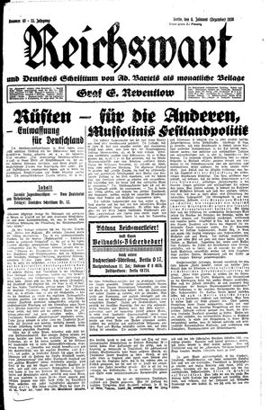 Reichswart vom 06.12.1930