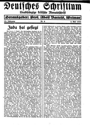 Reichswart vom 02.05.1931