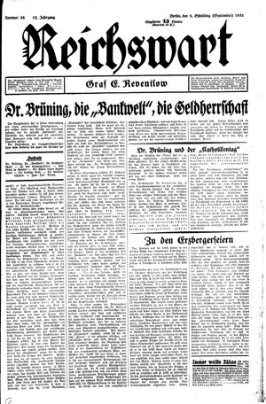 Reichswart vom 05.09.1931