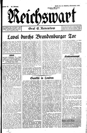 Reichswart vom 19.09.1931