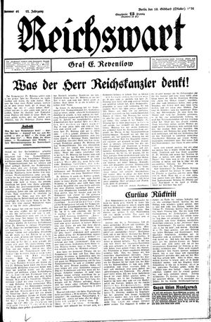 Reichswart vom 10.10.1931