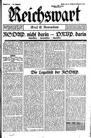 Reichswart vom 31.10.1931