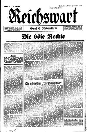 Reichswart vom 07.11.1931