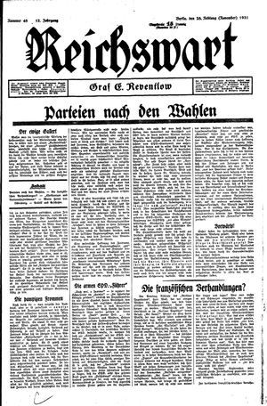 Reichswart vom 28.11.1931